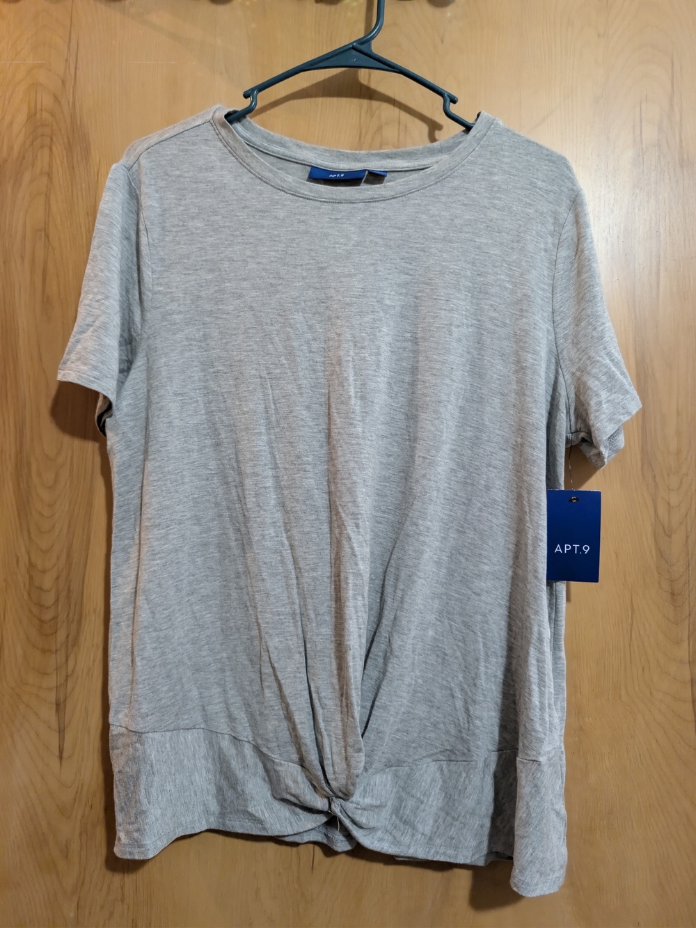 Apt. 9 Light Gray Short Sleeve Twist-Hem Tee